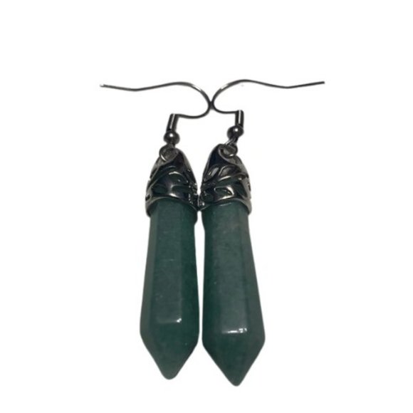 Natural Jade Quartz Dangle Earrings - Picture 1 of 2